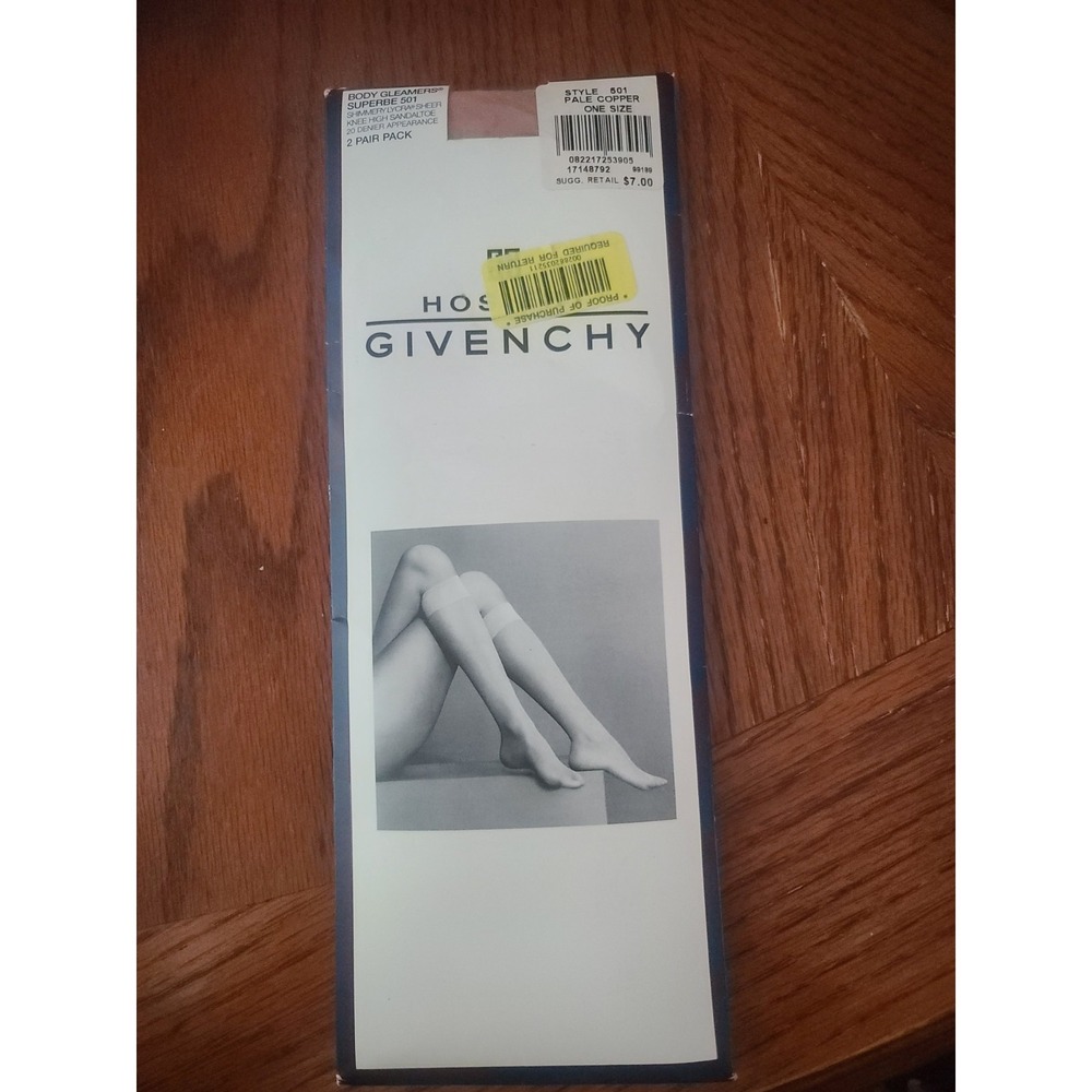 Vintage Givenchy Body Gleamers 501 Knee Highs Pale Copper Shimmery Sheer NIP 2Pk